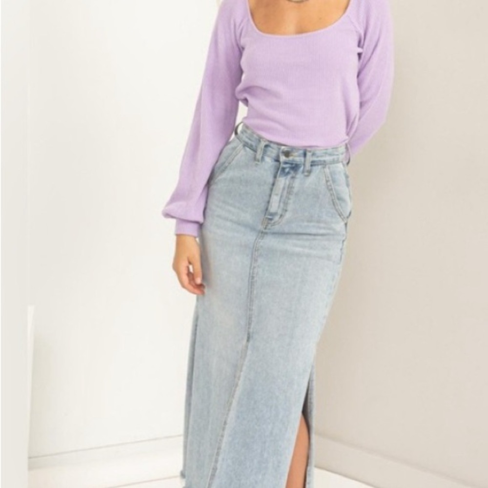 Lavender Ribbed Long Sleeve Top - Picture 4 of 5